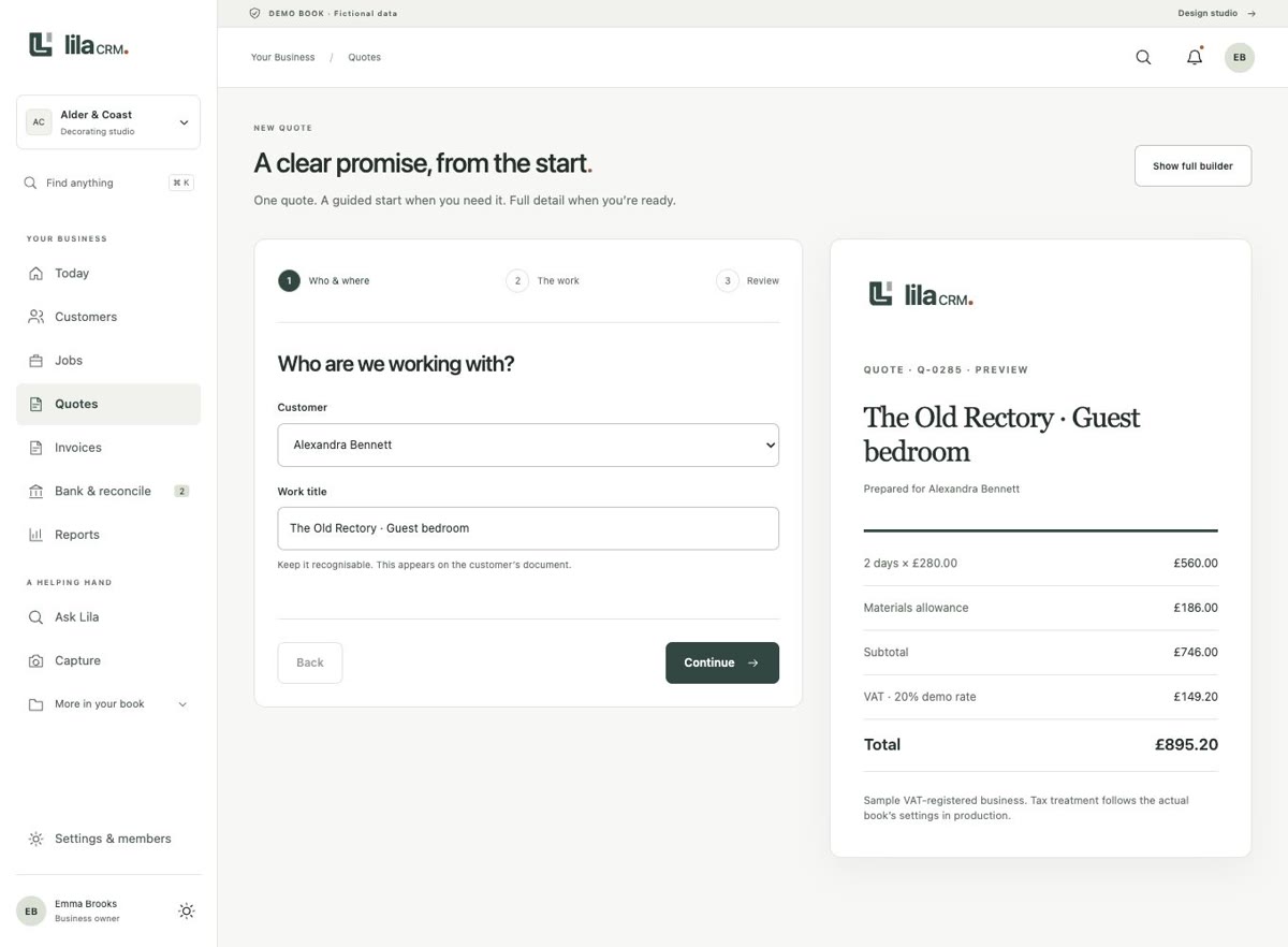 LilaCRM quote builder